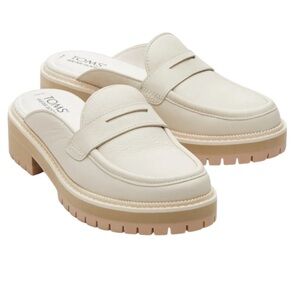 TOMS Cara Leather Loafer Mules in Light Sand Size 7.5 — GORGEOUS STAPLE!!!